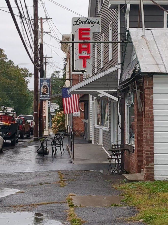 Counter service area in a small-town diner.
