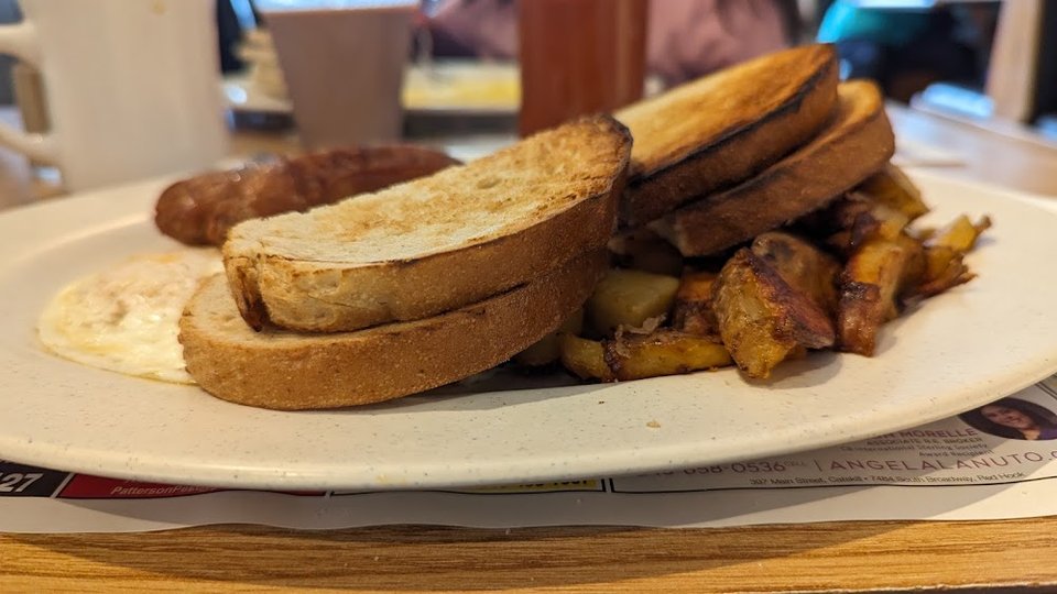 Omelet with Toast and Sausage